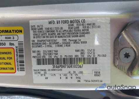 2016 Ford Fusion Se from USA, damaged, VIN 3FA6P0H75GR102367